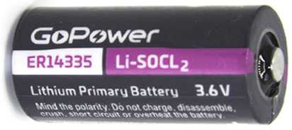 Батарейка GoPower 14335 2/3AA PC1 Li-SOCl2 3.6V Элементы питания (батарейки) фото, изображение