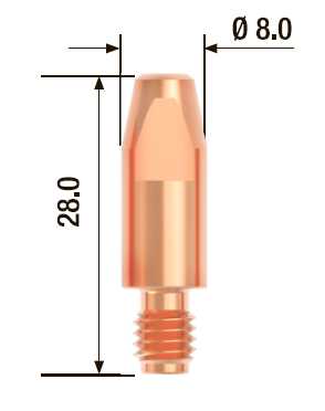 Fubag Контактный наконечник M6х28 мм ECU D=0.9 мм  (25 шт.) FB.CTM6.28-09 MAG фото, изображение