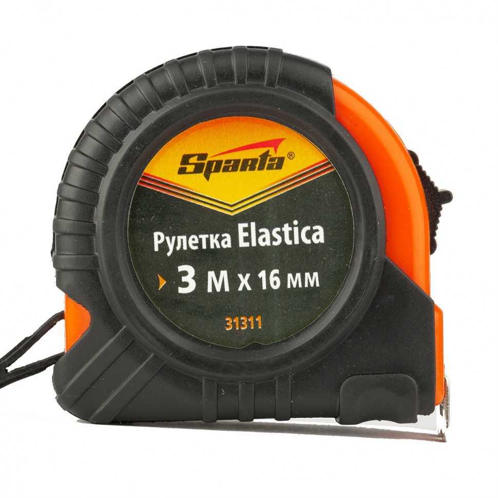 Рулетка Elastica, 3 м х 16 мм, обрезиненный корпус Sparta Рулетки фото, изображение
