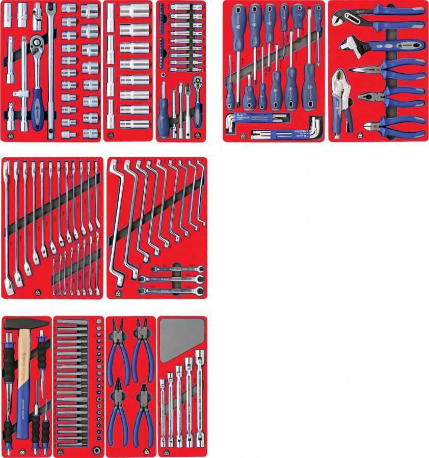 Набор инструментов "МАСТЕР" для тележки, 11 ложементов, 205 предметов МАСТАК 5-00205 Модули инструментов МАСТАК фото, изображение