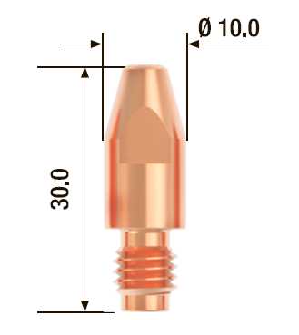 Fubag Контактный наконечник M8х30 мм ECU D=1.6 мм  (25 шт.) FB.CTM8.30-16 MAG фото, изображение